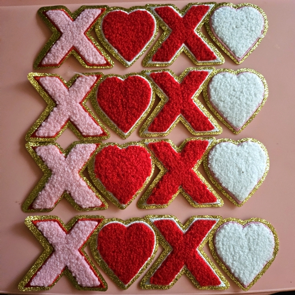 Valentine's XOXO Glitter Trim Iron Patch